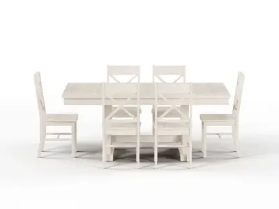 Maison Rouge Millwright Wood Dining Set in Antique white Low-poly 3D model