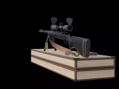 Realistic Sniper Rifle Model Military Scoped Gun Weapon Asset Low-poly 3D model