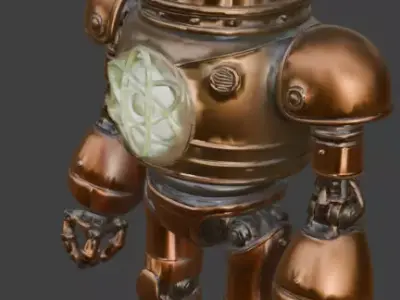 Vintage Copper Nuclear Automaton 3D Model Low-poly 3D model