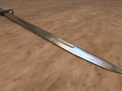 WWII Style Rifle Bayonet Military K-Bar Knife Low-poly 3D model