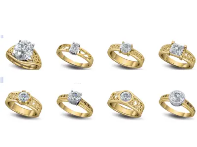 Various Collection of Vintage Antique Ladies Rings Jewelry 3D print model
