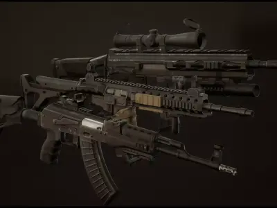 Weapon Pack Low-poly 3D model 2