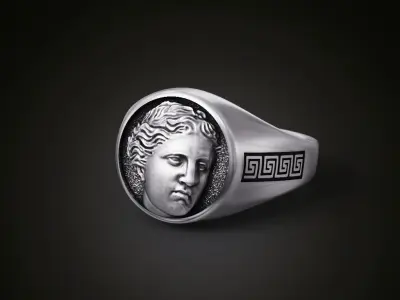 Greek godess ring for women 3D print model