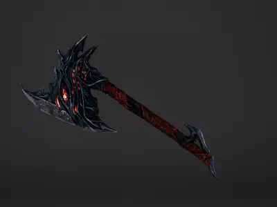 Fire War Axe Low-poly 3D model