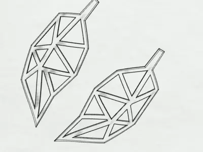 Minimal Leaf Earring  3D model