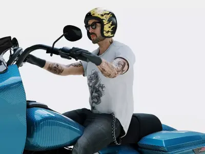 Highly Detailed Character -Touring Motorcycle 3D model