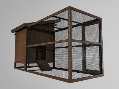 Chicken Cage 2 Types Low-poly 3D model