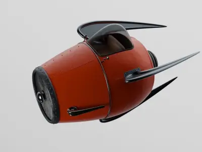 Retro Cartoon Space Rocket - Stylized vintage toy spaceship 3D model