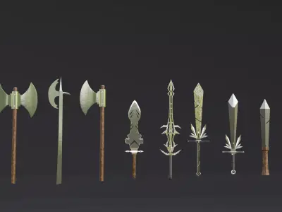 Fantasy Medieval Weapons Pack  Low Poly Game Ready Low-poly 3D model