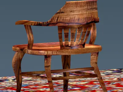 Antique Elm Wood Chair 3D model