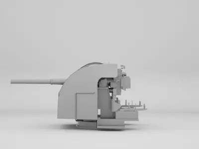 Bofors QF Twin 4 inch 102mm Naval Gun Mk XVI 3D model