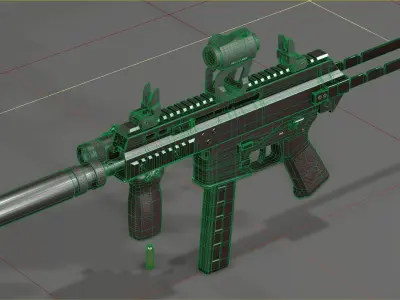 B and T APC PRO 9mm with suppressor and Surefire x400rv Low-poly 3D model