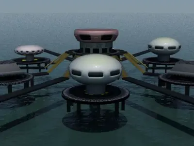 Ocean city cluster 3D model