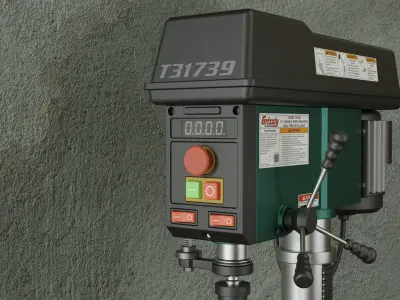 Bench Drill Press and Toolbox 3D model