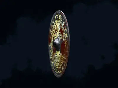 Viking Shield 3 - Bloody Low-poly 3D model