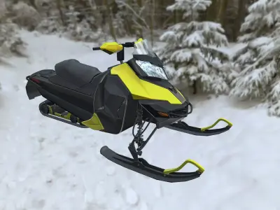 Snowbike snowmobile Low-poly 3D model