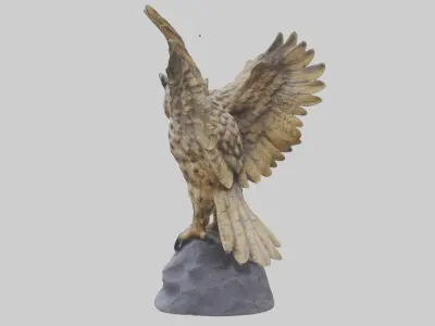 Eagle Owl statue model Low-poly 3D model