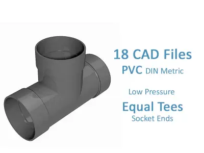 PVC Low Pressure Equal Tees - Socket Ends Free 3D model