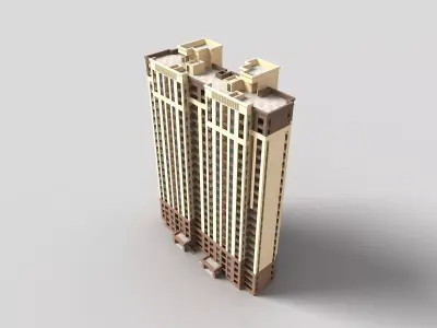 Modern buildings Low-poly 3D model