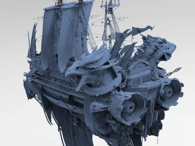 Viking Airship Duel Dragons 2 3D model