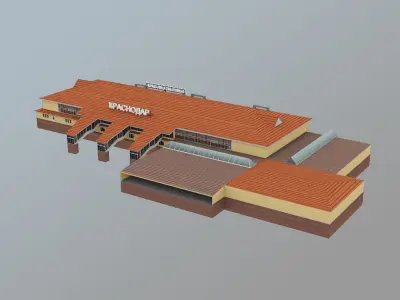 Airport Terminal URKK Terminal Domestic Low-poly 3D model