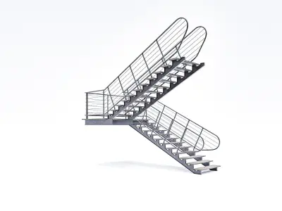 Industrial Metal Stair 01 Low-poly 3D model