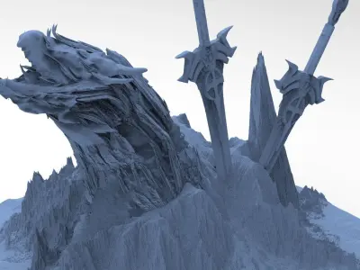 Dragon Clawed Spiked mountain swords 3D model