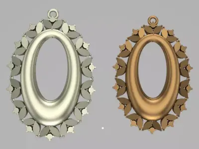 Oval gold pendant 3D print model