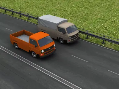 Old Pickup with interior Low-poly 3D model