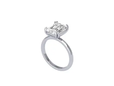 Emerald Solitaire Ring 3D print model 16