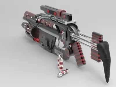 sci fi gun cum launcher with knife Free 3D model