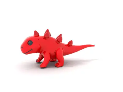Red Dinosaur Toy model pack Low-poly 3D model