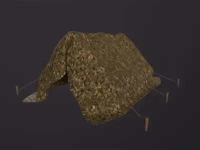 Camp Tent Military 3D Model Low-poly 3D model