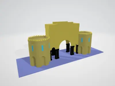 School with different assets 3D model