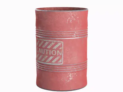 Old Steel Barrel Set Low-poly 3D model