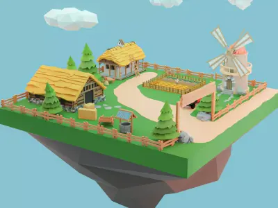 Low Poly Farm  Low-poly 3D model