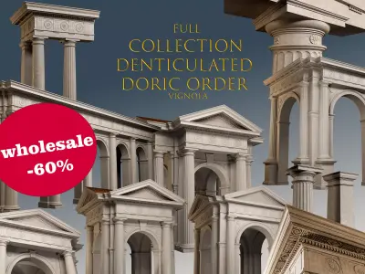 Denticulated Doric order  Vignola full collection 3D Model Pack