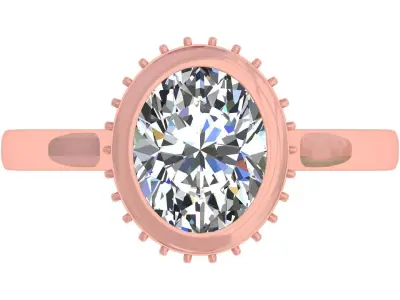 Oval Bezel Head Engagement Ring 3D print model