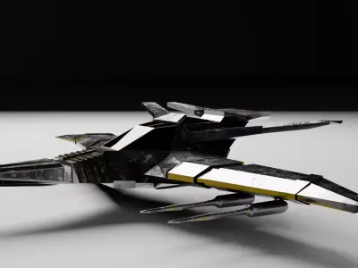 Fighter Spaceship low poly 4k texture Low-poly 3D model