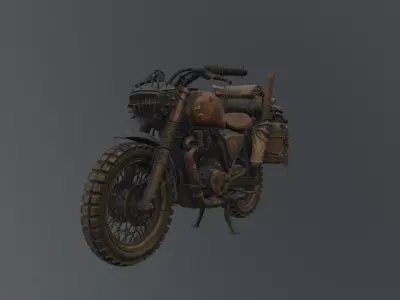 postapocalyptic motorcycle prop 3D model