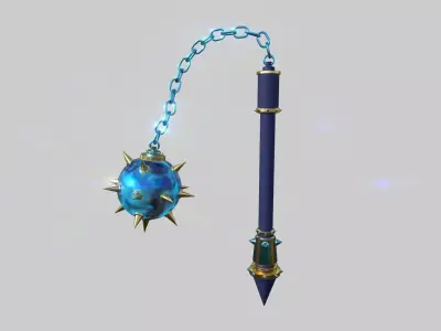 Medieval Flail 08 Water - Character Fantasy Weaponry Low-poly 3D model