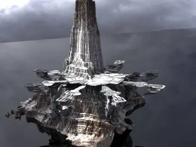 Sci-Fi Epic mountain Structure 3D model