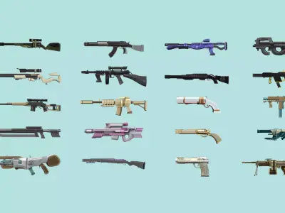 20 Sci-Fi Guns - Weaponry - Rifles Sniper Assault Submachine 3D Model Pack purchase