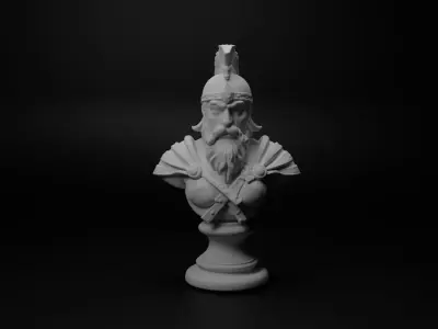 Barbarian Tribe Warrior Bust Chess 3D print model shop