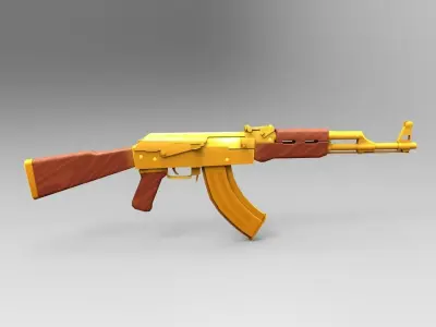 AK 47 Low Poly Mobile Game Ready model Low-poly 3D model
