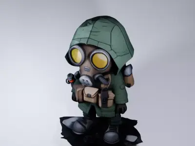 Wasteland Warrior 3D Model Masked Survivor NPC 3D model