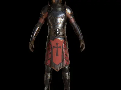 Knight Armor with sword and shield Low-poly 3D model