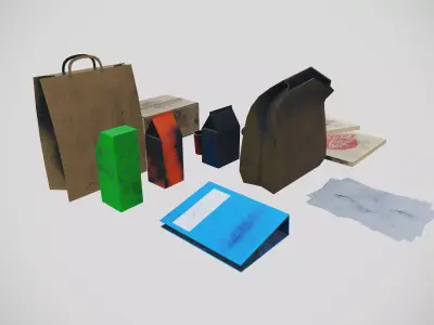 Paper Bag Paper Cups Paper Tetra pack Sheets 3D model