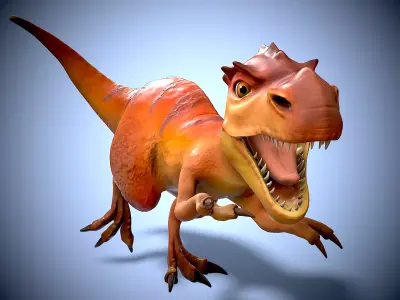 Cartoon dino mom Low-poly 3D model