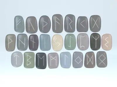 Runic Stone Set / Norse Rune Stones Bundle 3D model